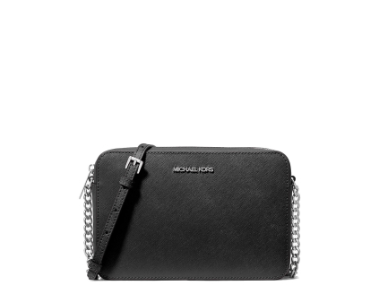 Michael Kors Jet Set Large Saffiano Leather Crossbody Black Silver33