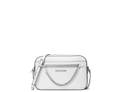 Michael Kors Jet Set Large Saffiano Leather Crossbody Bag White Silver22