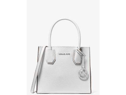 Michael Kors Kabelka Mercer Medium Pebbled Leather Crossbody Bag Optic Whitea2