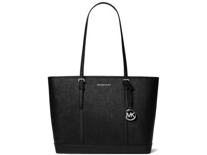 Michael Kors Jet Set Travel Large Saffiano Leather Black Silvera2