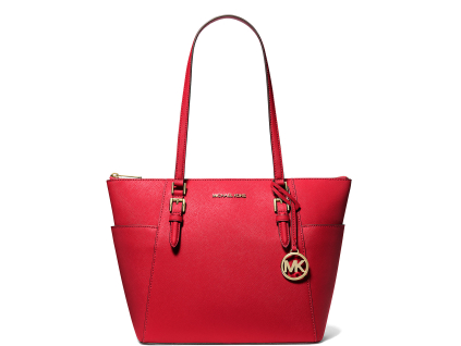 Michael Kors Charlotte Large Saffiano Leather Top Zip Tote Bag Bright Red22