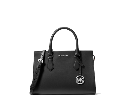 Michael Kors Sheila Medium Faux Saffiano Leather Satchel Black Silvera2