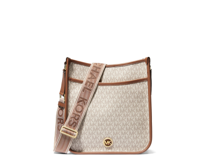 Michael Kors Luisa Large Signature Logo Messenger Bag Vanilla Luggage22
