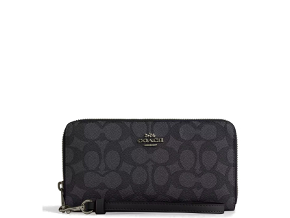 Coach Zip Around Signature Canvas Gunmetal Charcoal Black2
