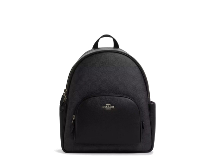 COACH Batoh Court Backpack In Signature Canvas Gold Charcoal Black11