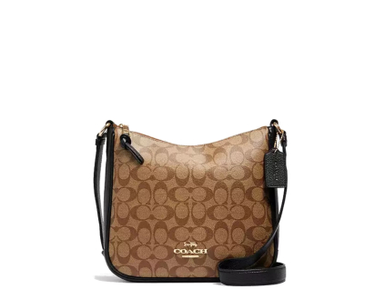 Coach Ellie File Bag Signature Canvas Gold Khaki Blacka2