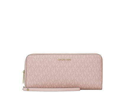 Michael Kors Jet Set Travel Large Signature Logo Continental Wristlet Powder Blush223