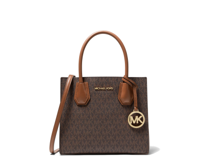 Michael Kors Mercer Medium Logo and Leather Accordion Crossbody Bag Brownaa
