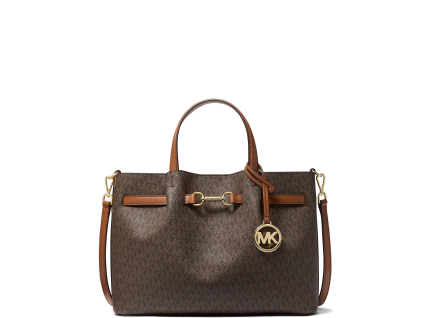 Michael Kors Carson Medium Signature Logo Satchel Brownjas