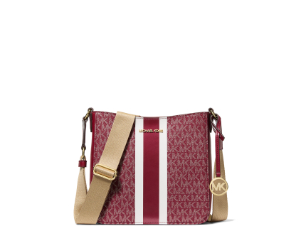 Michael Kors Kabelka Jet Set Small Signature Logo Stripe Crossbody Bag Powder Cherryaa