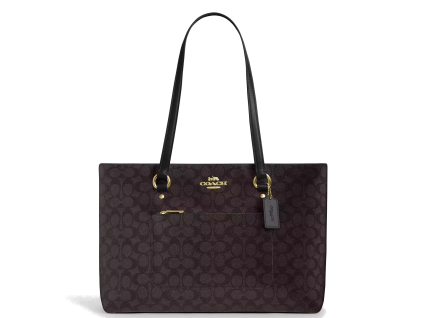 COACH Kabelka Station Tote Bag In Signature Canvas Gold Wallnut Blackay