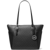 Michael Kors Charlotte Large Logo and Leather Top Zip Tote Bag Black