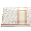 Michael Kors Logo Stripe Continental Wristlet Vanilla Soft Pink326