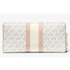 Michael Kors Logo Stripe Continental Wristlet Vanilla Soft Pinkd