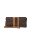 Michael Kors Jet Set Travel Continental Wristlet Wallet Brown Acorn Gold33