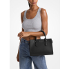 Michael Kors Sheila Medium Faux Saffiano Leather Satchel Black Silverd