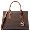 Michael Kors Sheila Medium Logo Satchel Brown23