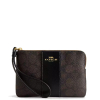 Coach Peněženka Coach Corner Zip Wristlet In Signature Canvas Gold Walnut Black 233