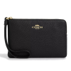 Coach Peněženka Coach Corner Zip Wristlet In pebbled leather Gold Black32334