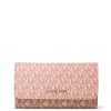Michael Kors Jet Set Large Signature Logo Tri Fold Wallet Powder Blush Multi221