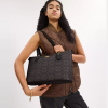 COACH Gallery Tote Bag In Signature Canvas Walnut Black Goldb
