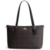 COACH Gallery Tote Bag In Signature Canvas Walnut Black Golda224
