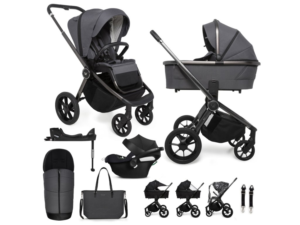 MUUVO SET Kočárek 4v1 Quick SE 2 Diamond graphite set + CBX By CYBEX Aton B2 i-Size + základna