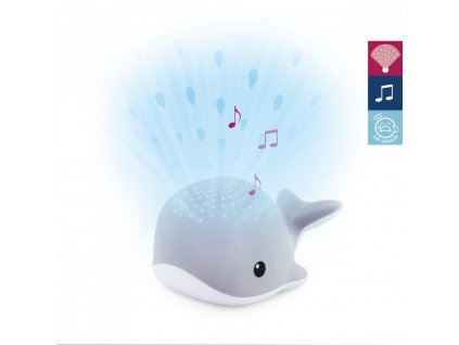 Zazu Velryba WALLY šedá - noční projektor s melodiemi