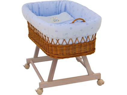 Proutěný košík na miminko Scarlett Méďa - modrá