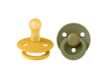 BIBS Colour cumliky z prirodneho kaucuku 2ks Honey Bee Olive velkost 2