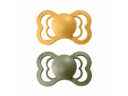 BIBS Supreme symetrické cumlíky zo silikónu 2ks - veľkosť 2 Honey Bee / Olive