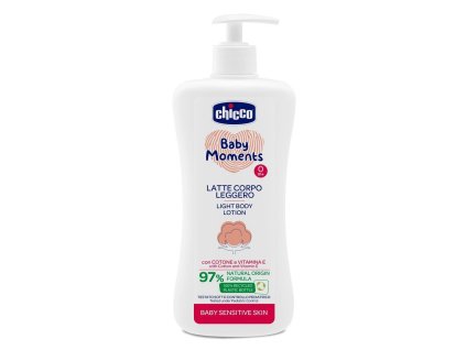 CHICCO Mléko jemné tělové s dávkovačem Baby Moments Sensitive 97 % přírodních složek 500 ml