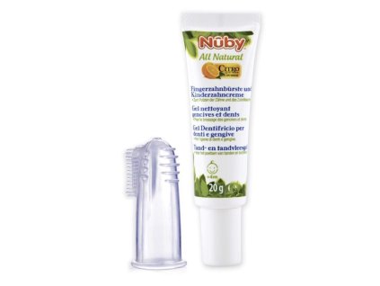 NUBY Zubní gel pro děti All Natural 20 g + kartáček na prst 4 m+