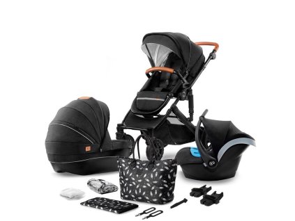 KINDERKRAFT SELECT Kočárek kombinovaný Prime 3v1 Black, Premium