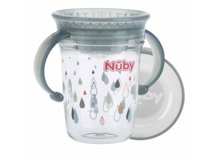 NUBY Hrnek Tritan netekoucí 360° s držadly, 6 m+ světle šedý