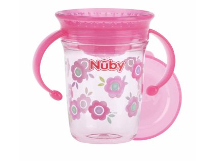 NUBY Hrnek Tritan netekoucí 360° s držadly, 6 m+ růžový