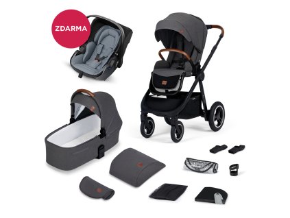 KINDERKRAFT Kočárek Everyday 2v1 Black Dark Grey + KIDDY Evolution Pro Moon Grey