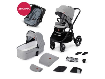 KINDERKRAFT Kočárek Everyday 2v1 Light Grey + KIDDY Evolution Pro Moon Grey
