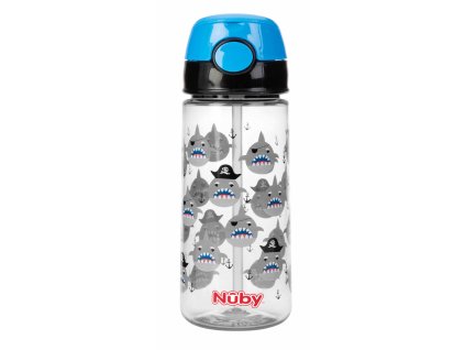 NUBY Láhev sportovní netekoucí s brčkem 530 ml, modrá, 4+