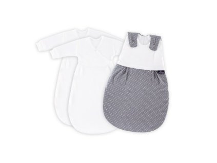 TRÄUMELAND Spací pytel Liebmich 3dílný set Pünktchen grau 56/62