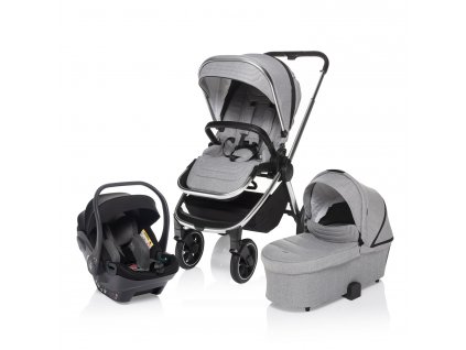 Set kočárek Move Cross + korba XL + autosedačka, Silver Grey/Silver
