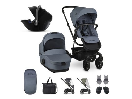 EASYWALKER Set 3XL kočárek kombinovaný Harvey3 Steel Blue s příslušenstvím