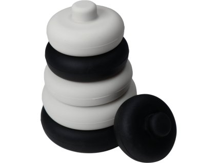 label label silikonova stohovaci vez krouzky black white