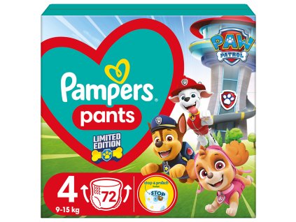 PAMPERS Pleny kalhotkové Active Baby Pants Paw Patrol vel. 4 (9-15 kg) 72 ks