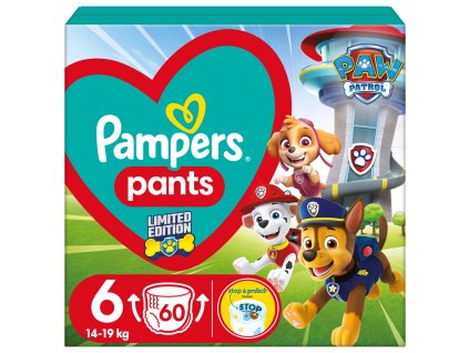 PAMPERS Pleny kalhotkové Active Baby Pants Paw Patrol vel. 6 (14-19 kg) 60 ks