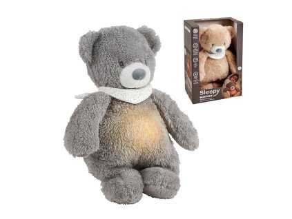 NATTOU Uspáváček plyšový hudební se světýlkem a senzorem pláče 4v1 Sleepy Bear Grey 0m+