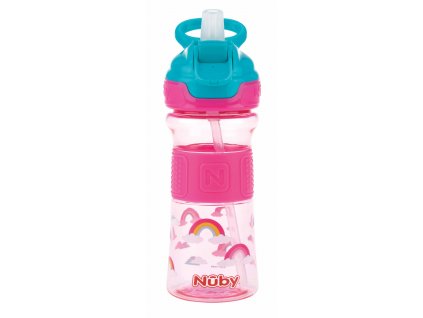 NUBY Láhev sportovní s měkkým sklápěcím brčkem 360 ml, růžová, 3+