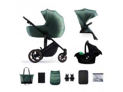 KINDERKRAFT SELECT Kočárek kombinovaný 3v1 Prime 2 Dark Green, Premium