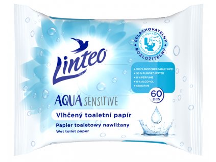 LINTEO Papír vlhčený toaletní Aqua Sensitive 60ks