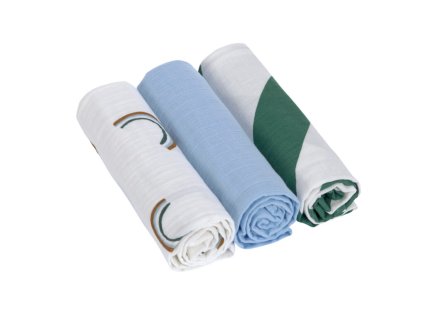 LÄSSIG Swaddle Burp blanket 85x85 2024 Happy Rascals sky blue